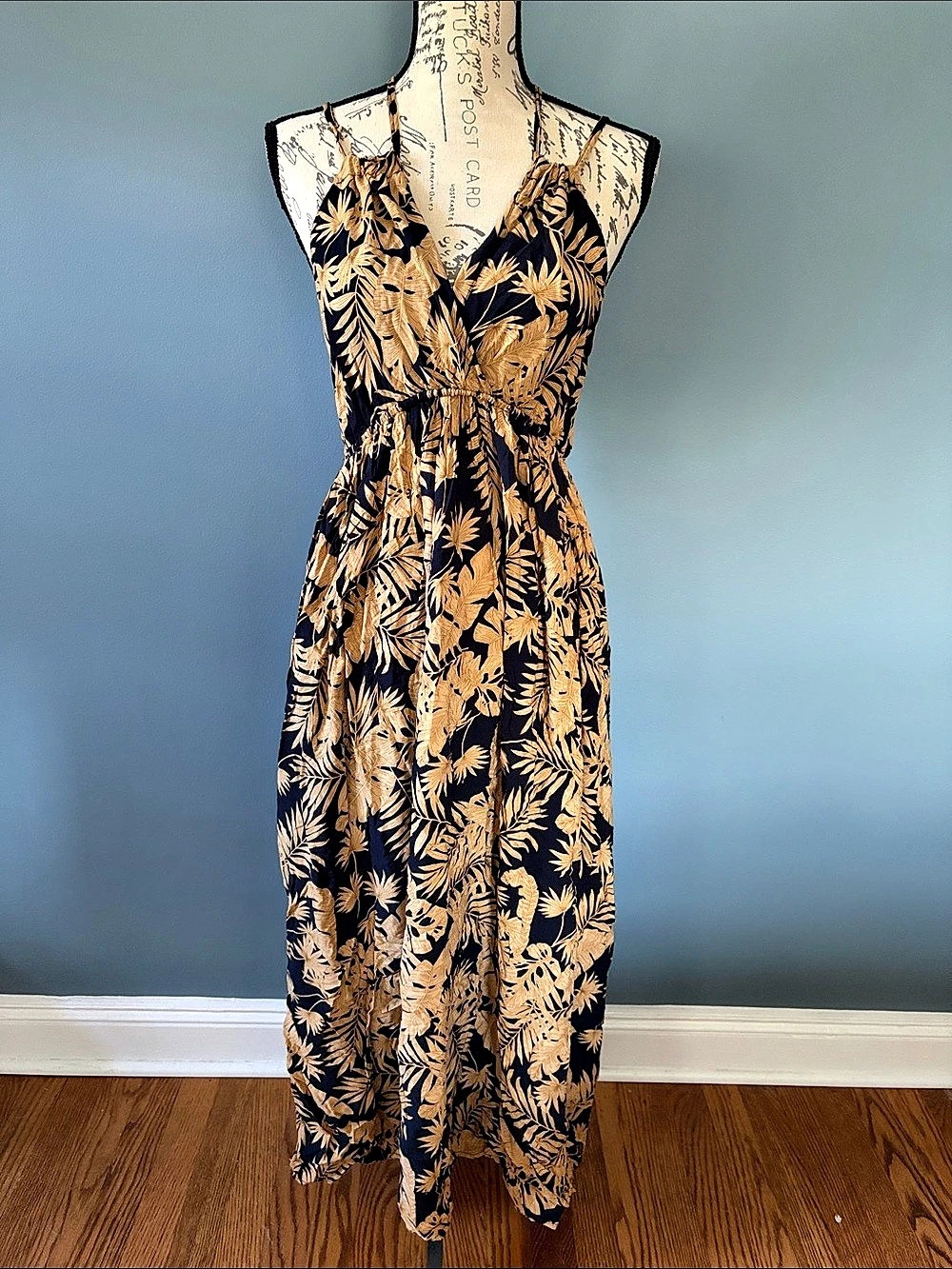 Floral Maxi Dress in Blue & Brown Like New